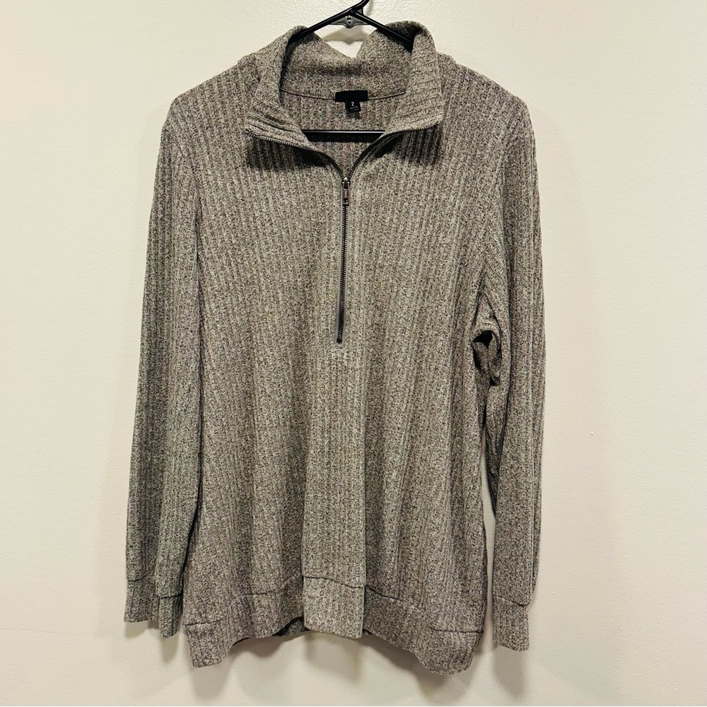 Torrid Gray Ribbed Quarter-Zip Pullover sweater sweatshirt Women’s Size 2!
